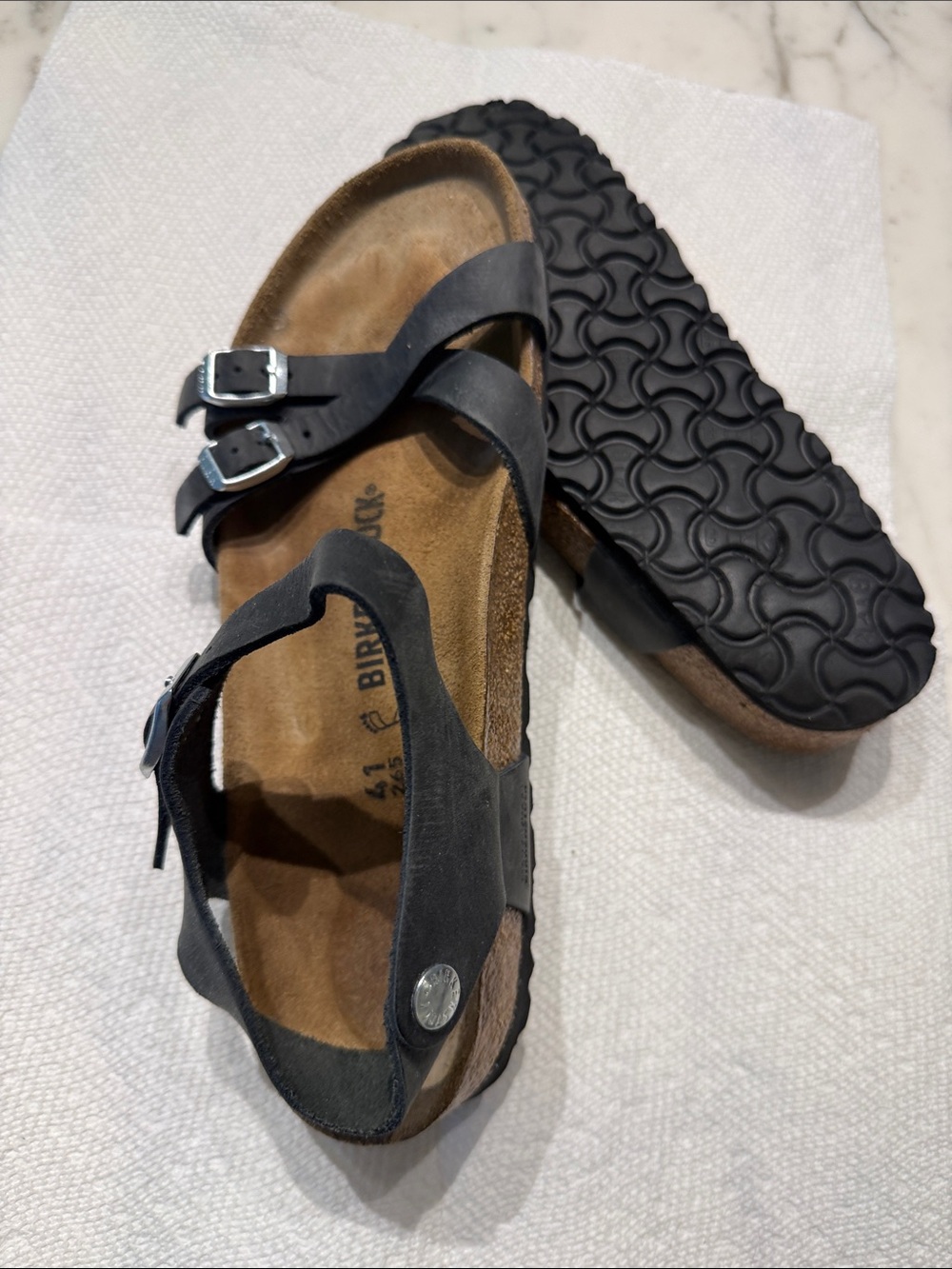 Birkenstock Kumba Black Two-Buckle Sandal with Heel Strap - size 41